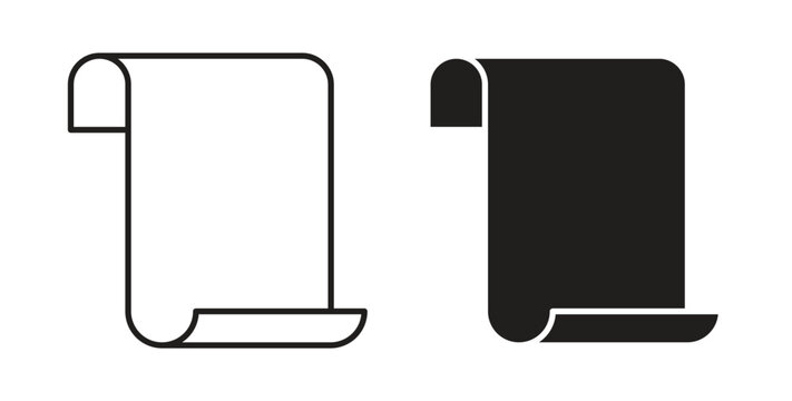 Scroll icons illustration, editable stroke, flat design style isolated on white