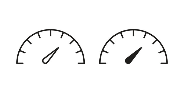 Speedometer icons illustration, editable stroke, flat design style isolated on white