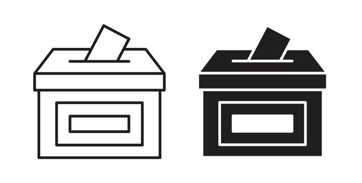 Voting icons illustration, editable stroke, flat design style isolated on white