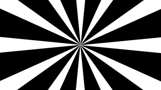 Slow Animated Black and White Radial Rays Background, Seamless Sunburst Motion Loop