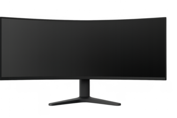 Realistic curved ultrawide gaming monitor on transparent background