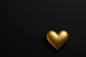 Fototapeta premium Luxury Black Valentine Background with Golden Heart and Copy Space. Suitable for Valentines Day and year-round romantic use.