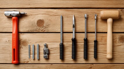 Furniture Assembly Tool Kit on Wooden Table