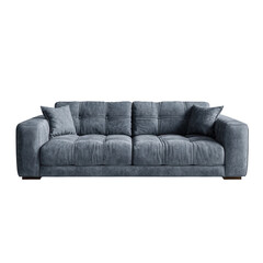 Fototapeta premium Modern blue velvet sofa isolated on transparent background