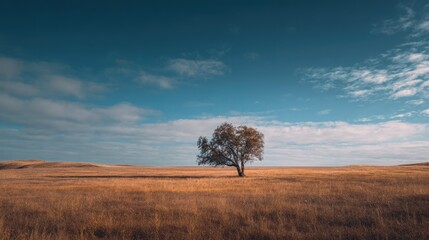 Solitary Tree in Countryside Landscape