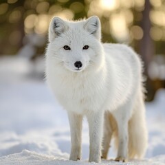 Fototapeta premium white fox in the beautiful snow