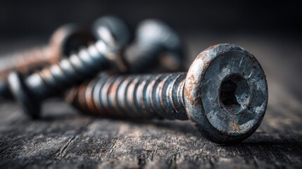 Macro Photo of Steel Screws &ndash; Industrial Background