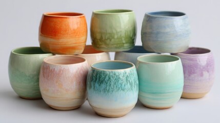 Pastel-Colored Ceramic Cups