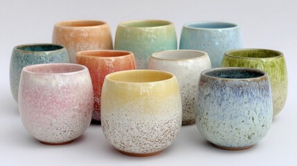 Pastel-Colored Ceramic Cups