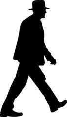 Black silhouette of a standing man on a white background