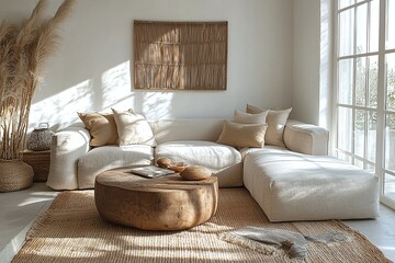 Bohemian interior decor living room cozy sunlight picture