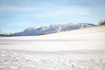 Fototapeta premium Winter Landscape with Rax–Schneeberg Mountains in Austria
