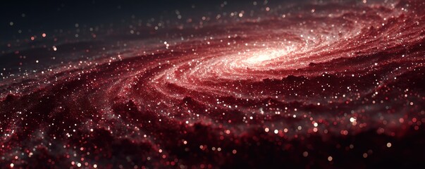 Red galaxy background with swirling spirals and sparkling stars for dramatic cosmic scenes