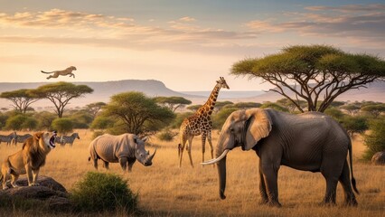 Iconic African Savanna Wildlife Animals in Their Natural Habitat