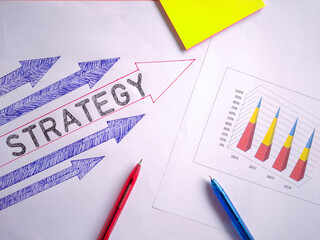 Business Strategy Concept with Directional Arrows and Financial Growth Chart