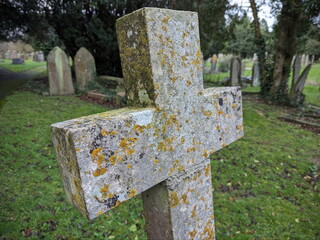 Stone cross at a cemetery
