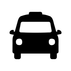 Obraz premium Iconic Black Silhouette of a Taxi Cab Front View on White
