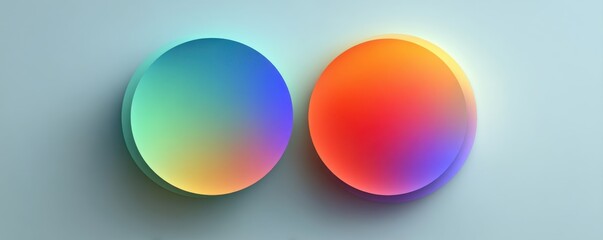 Two gradient color circles with soft glow and blur on a cool blue background