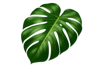 Monstera deliciosa leaf vector illustration with tropical foliage design element isolated on transparent background