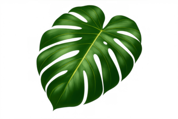 Monstera deliciosa leaf vector illustration with tropical foliage design element isolated on transparent background