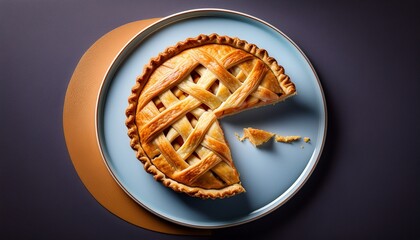 top down view of a pie on a plate with clearly marked crispy slice marks but one piece is taken outside the lines symbolizing selfishness individuality and disregard for others