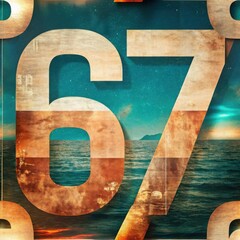 Minimalist digital art of the viral "67" meme, playful TikTok-style, surreal numbers glowing.
