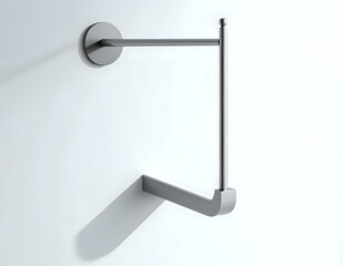 Minimalist wall mounted metal towel holder with modern design isolated on white background