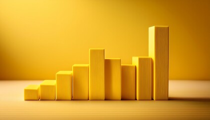 yellow bar chart visualizing growth progress and statistics