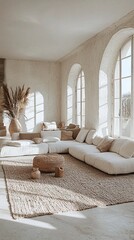 Bohemian cozy living room plants natural light image