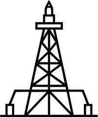 Oil Drilling Rig Structure Icon Line Drawing Illustration
