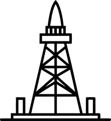 Oil Drilling Rig Tower Icon Line Art Illustration