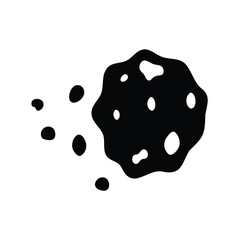 Fototapeta premium Cartoonish silhouette of a space rock moving through space with debris