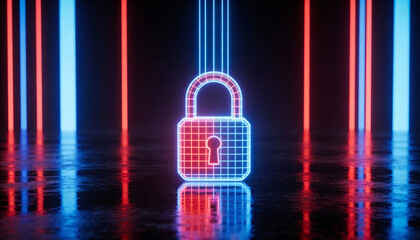 glowing digital firewall wall blocking cyber attack, cybersecurity protection concept 