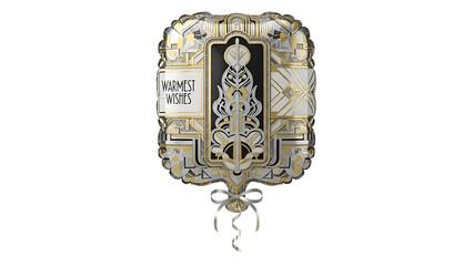 Beautiful gold and silver foil balloon with warmest wishes message isolated on transparent background