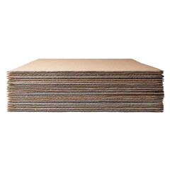 Stack of cardboard sheets isolated on transparent background