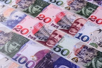 Obraz premium Georgia money, the georgian lari currency, banknotes. Georgian money, the lari
