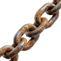 Obraz premium Close-up of rusty metal chain isolated on transparent background