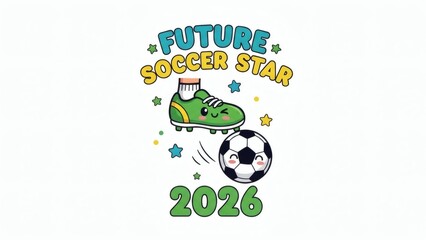 Future Soccer Star in Action: A lively illustration of a cartoon soccer shoe and soccer ball, playfully poised to take flight, embodying the spirit of youthful ambition.