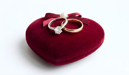 Wedding Rings on Red Heart