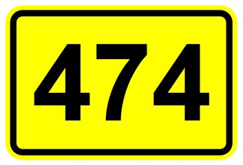 Illustration eines Schildes der Bundesstraße B 474 in Deutschland  © Pixel62