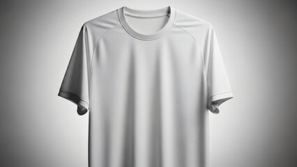 Clean White T-Shirt: A minimalist presentation of a pristine white t-shirt, suspended against a softly illuminated backdrop, perfect for showcasing designs or representing simplicity.