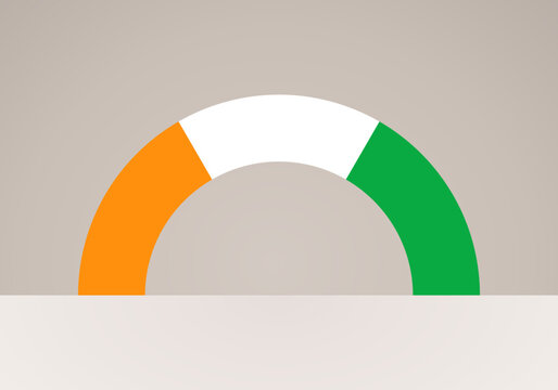 Semicircular flag of Ivory Coast. Arc shape like a rainbow.