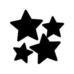 Obraz premium Four black star shapes with rounded tips clustered together on white background