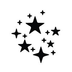 Obraz premium Black stars of varying sizes scattered across a white background creating a sparkle
