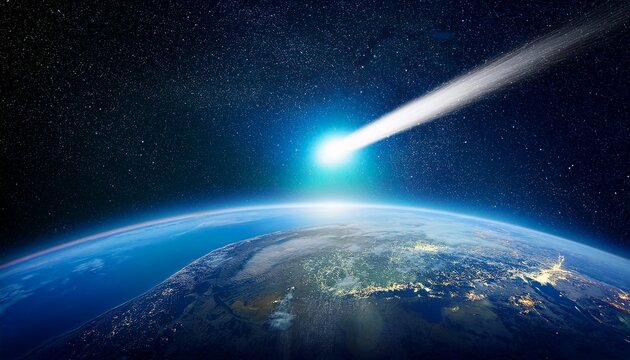 Comet Moving Passing Planet Earth