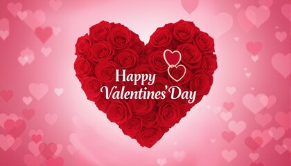 Heart with roses, love or Happy Valentine's Day for flyer ,poster, banner, card. beautiful backdrop

