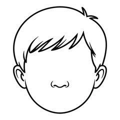 Detailed Line Art of a Boy's Face with Simple Expression and Blank Features Set Against a White Background Ideal for Educational Purposes