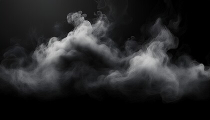 black smoke cloud effect isolated design realistic fog mist texture overlay dynamic vapor swirl motion concept