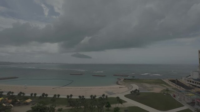 Quiet empty beach in Chatan, Okinawa
