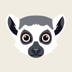 Stylized vector illustration of a lemur head on a light background.